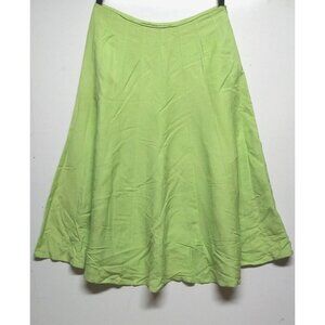 Appraisal Skirt Flare Linen blend Sz 14 Green Below-Knee Career Church modest